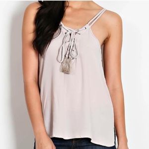 🎉LAST SMALL🎉  Stone Tie Tank Top Blouse NEW